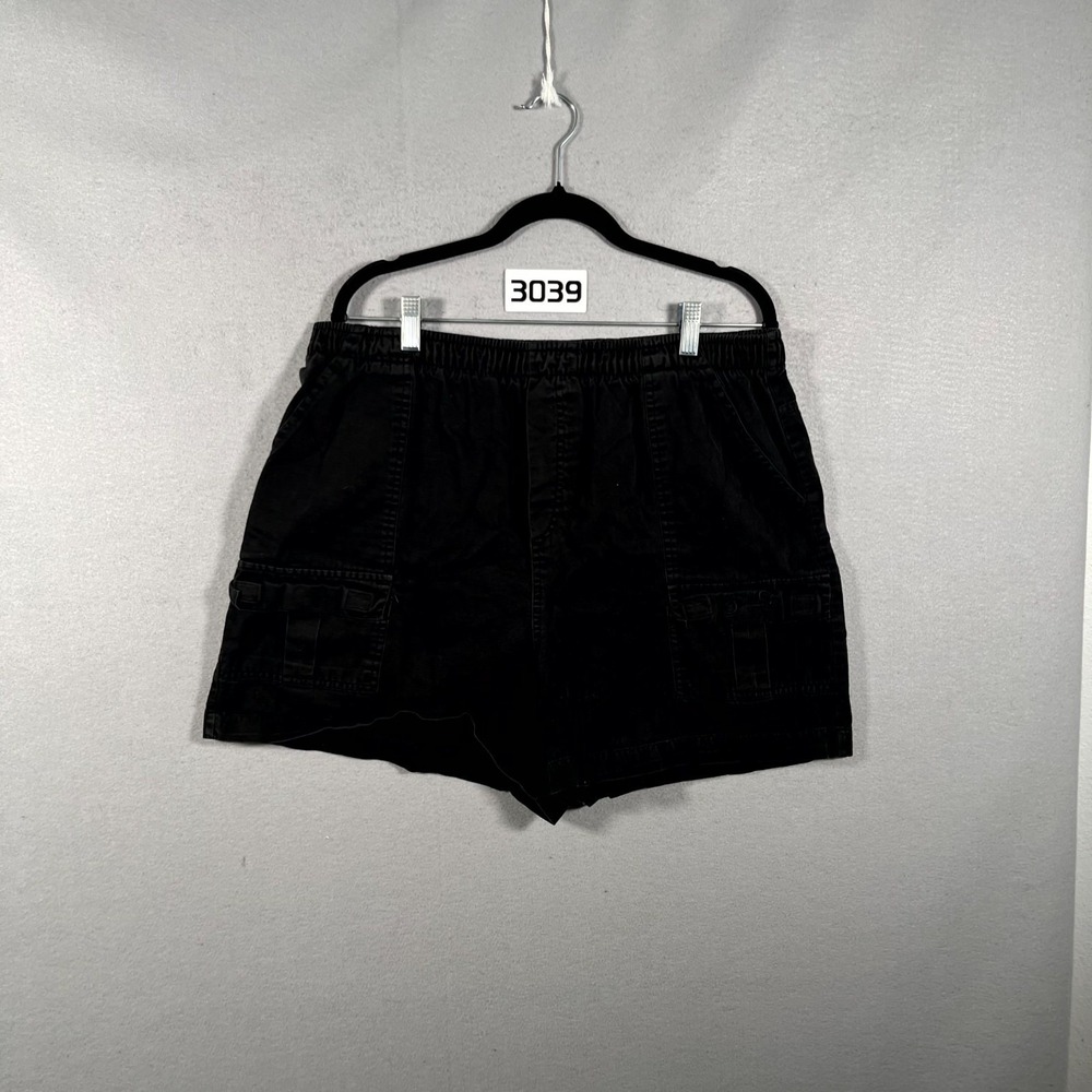 Jonathan Logan Cargo Shorts Mens XL Black Cotton Elastic Waist Pull On Casual